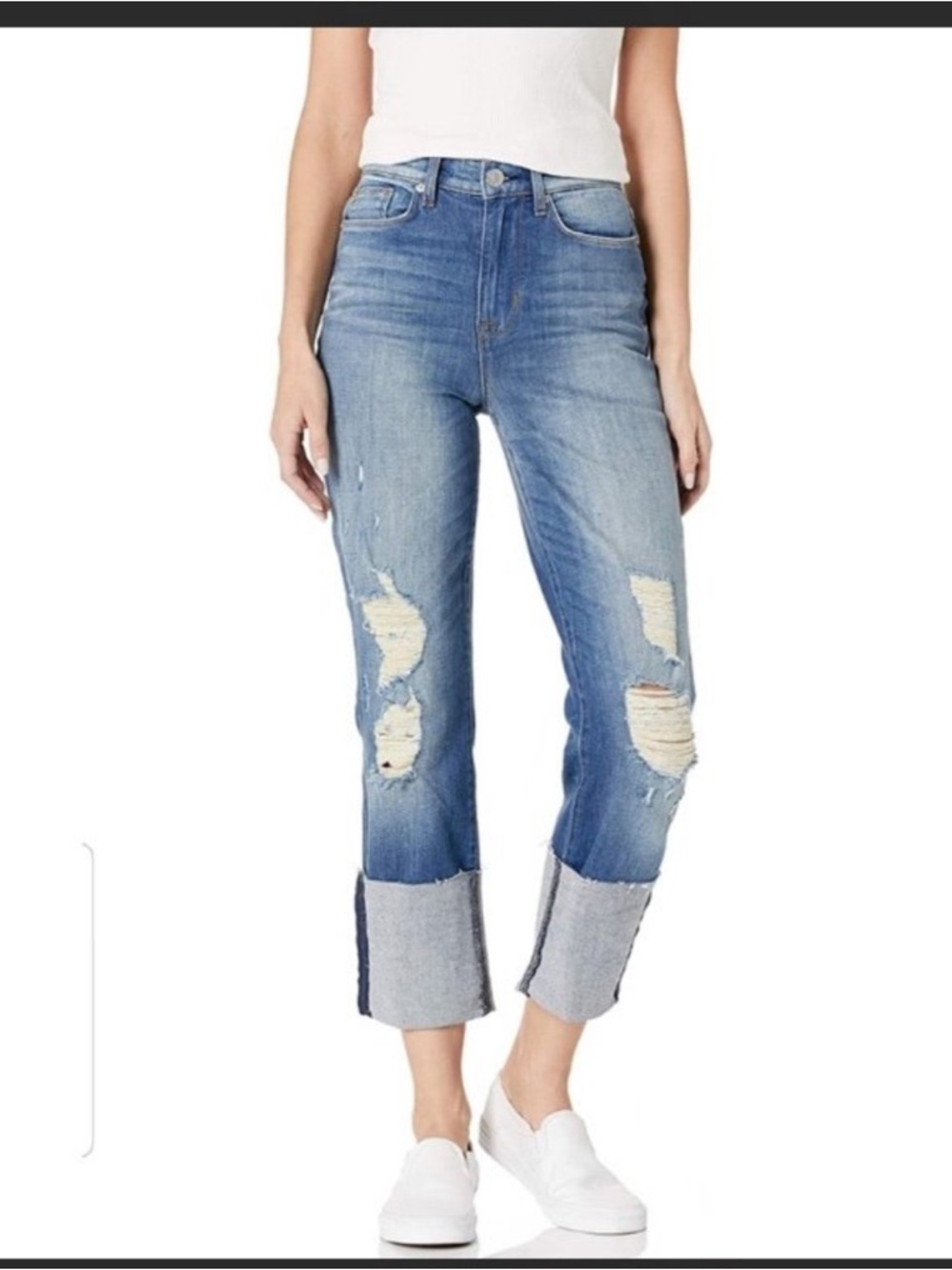 Hudson Zoeey High Rise Deep Cuff Straight Crop Jeans